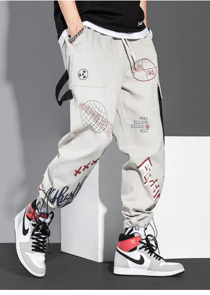 Pantalon de jogging ample décontracté à taille moyenne