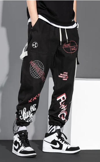 Pantalon de jogging ample décontracté à taille moyenne
