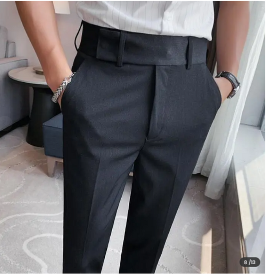 pantalon habillé homme affaires décontracté slim formel couleur unie