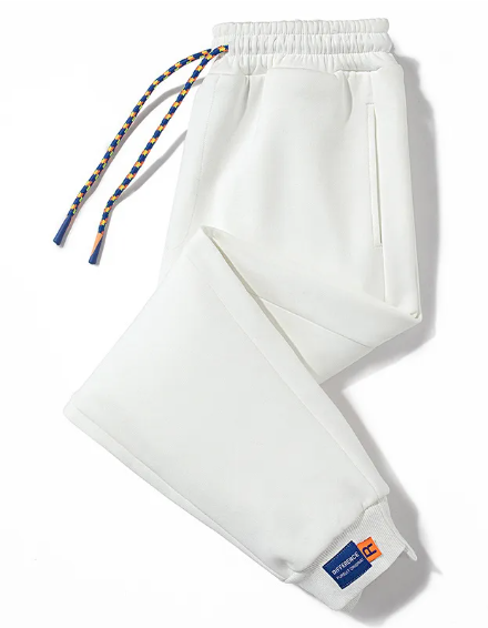 Pantalon de sport tricoté brodé de couleur unie