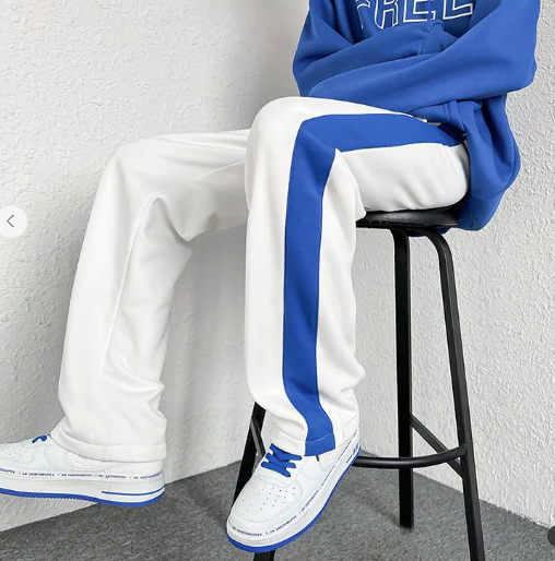 pantalon droit bleu, pantalon ample et décontracté